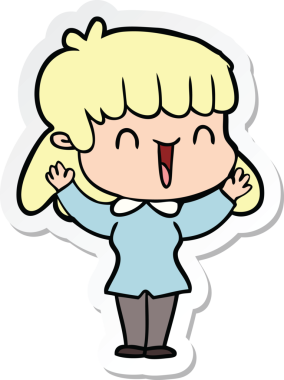 Bir insan tarafından çizilmiş bir karikatür kadının çıkartması.