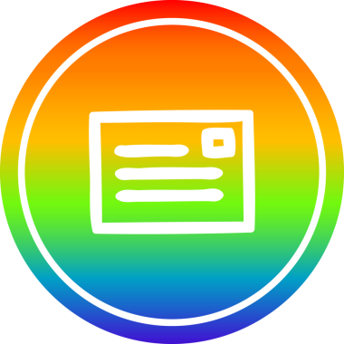 bir insan tarafından çizilmiş gökkuşağı gradyanı olan zarf harfli dairesel simge