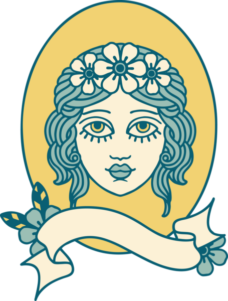 Saçında bir insan tarafından çizilmiş çiçekli bir bakire dövmesi.