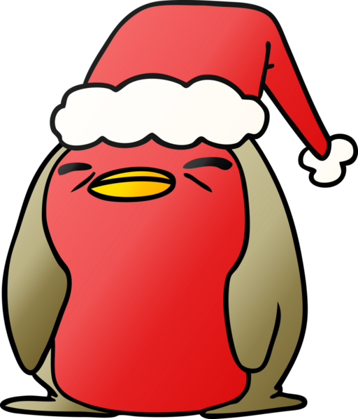 Bir insan tarafından çizilmiş Kawaii Robin 'in el çizimi gradyan çizgi filmi.