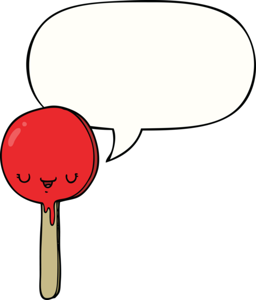 bir insan tarafından çizilmiş konuşma balonlu şeker lolipopu.