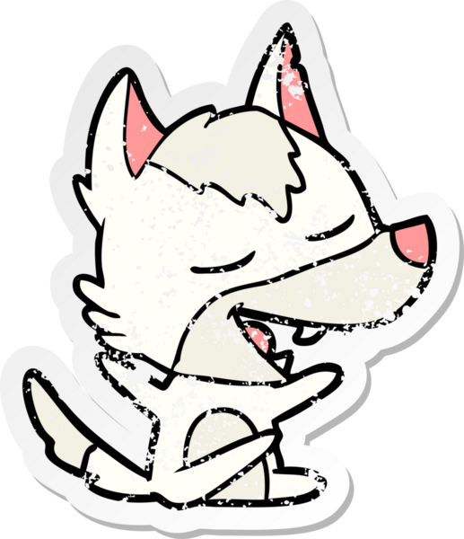 Bir insan tarafından çizilmiş bir karikatür kurdunun sıkıntılı çıkartması.