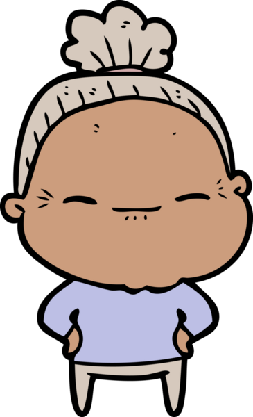 Bir insan tarafından çizilmiş barışçıl yaşlı bir kadın.