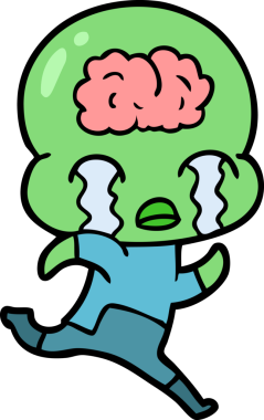 Bir insan tarafından çizilmiş koca beyinli bir uzaylı ağlaması.