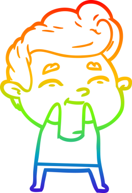 gökkuşağı gradyanı çizimi bir insan tarafından çizilmiş mutlu bir çizgi film adamı