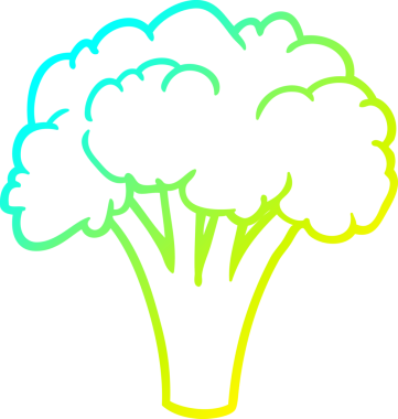 Bir insan tarafından çizilmiş soğuk gradyan brokoli çizimi.