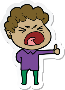 Bir insan tarafından çizilmiş öfkeli bir adamın karikatür çıkartması.