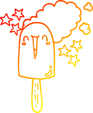 Bir insan tarafından çizilmiş bir buz lolipopunun sıcak çizgi çizimi