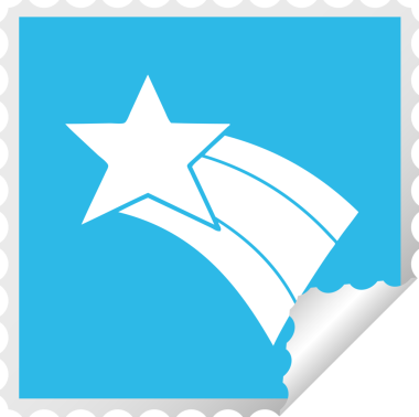 Bir insan tarafından çizilmiş kayan gökkuşağı yıldızının kare soyulmuş çıkartması.