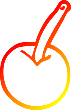 Bir insan tarafından çizilmiş bir kiraz çizgisinin sıcak gradyan çizimi