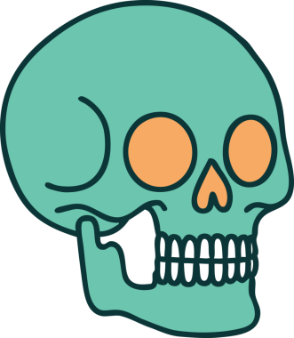 Bir insan tarafından çizilmiş bir kafatasının ikonik dövme şekli