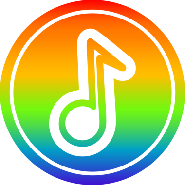 bir insan tarafından çizilmiş gökkuşağı gradyanı olan dairesel müzik simgesi