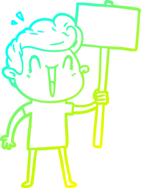 Bir insan tarafından çizilmiş, heyecanlı bir çizgi film çizimi.