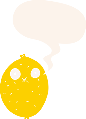 bir insan tarafından çizilmiş, konuşma baloncuklu acı limon çizgi filmi.