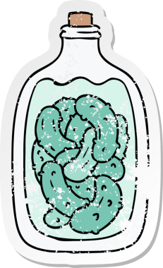 Bir insan tarafından çizilmiş turşu turşusu kavanozu.