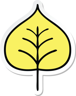 Bir insan tarafından çizilmiş güzel bir sonbahar yaprağının çıkartması.