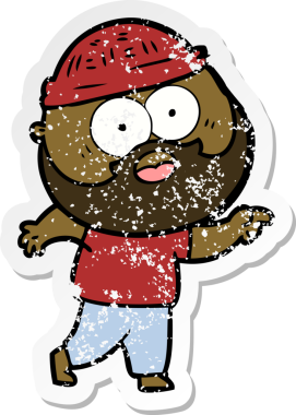 Bir insan tarafından çizilmiş sakallı bir adamın sıkıntılı çıkartması.