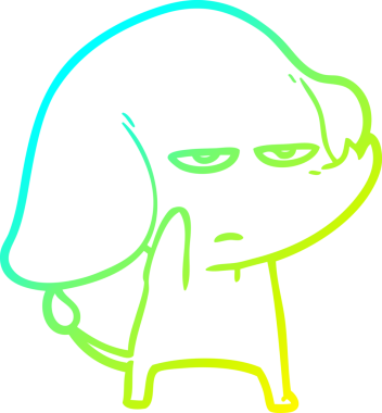 Bir insan tarafından çizilmiş soğuk bir çizgi film filinin çizimi.