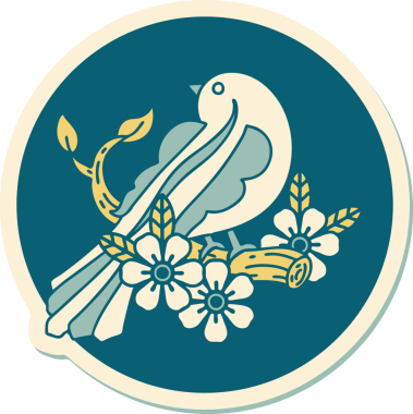 Bir insan tarafından çizilmiş bir dalda geleneksel bir dövme stili.