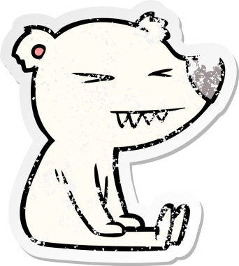 Kızgın bir kutup ayısı karikatürü bir insan tarafından çizilmiş.