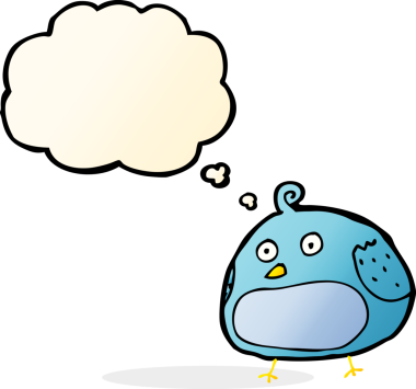 Bir insan tarafından çizilmiş düşünce baloncuklu şişman kuş.