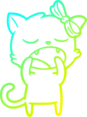 Bir insan tarafından çizilen esneyen bir çizgi filmin soğuk gradyan çizimi