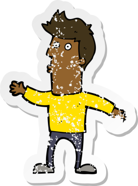 Bir insan tarafından çizilmiş bir karikatürün gerilimli çıkartması şaşırttı.