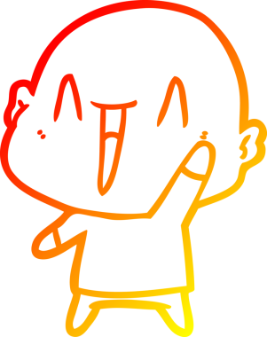 Bir insan tarafından çizilmiş mutlu, kel bir adamın sıcak çizgi çizimi.