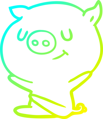 Bir insan tarafından çizilmiş mutlu çizgi film domuzu çizimi.