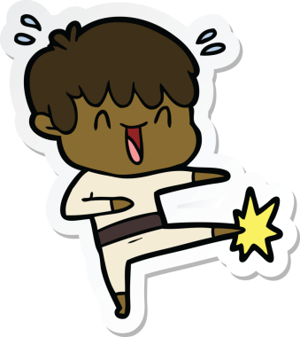 Bir insan tarafından çizilmiş, gülen bir çocuğun çıkartması.