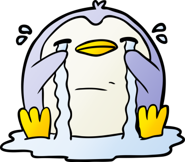 Bir insan tarafından çizilmiş ağlayan penguen çizgi filmi.