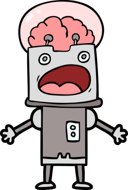 Bir insan tarafından çizilmiş çizgi film robotu