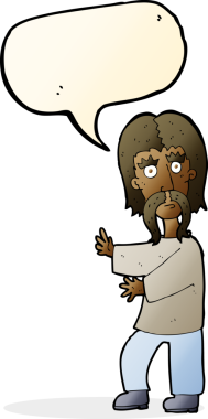 Bir insan tarafından çizilmiş konuşma balonlu bıyıklı adam.