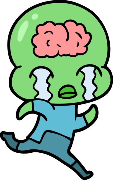 Bir insan tarafından çizilmiş koca beyinli bir uzaylı ağlaması.