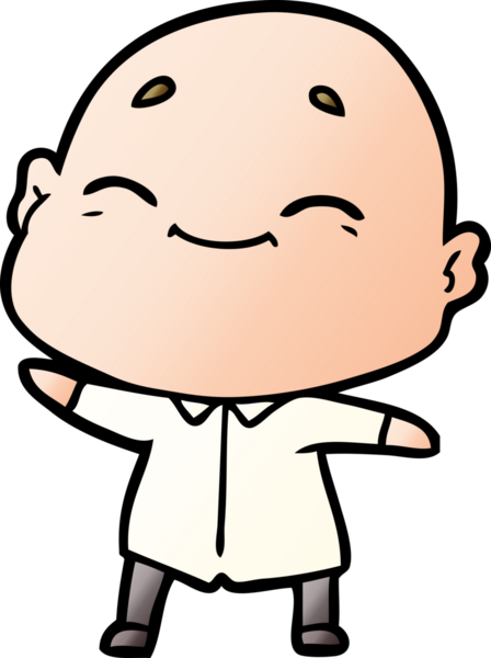 Bir insan tarafından çizilmiş mutlu, kel adam.