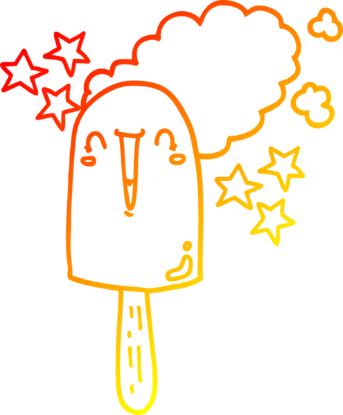 Bir insan tarafından çizilmiş bir buz lolipopunun sıcak çizgi çizimi