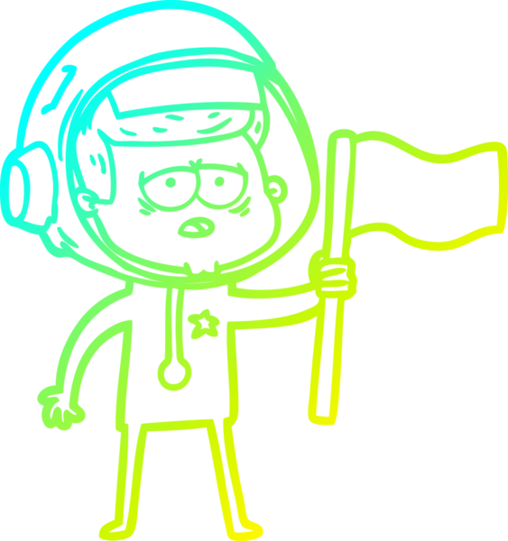 Bir insan tarafından çizilmiş soğuk gradyan çizgi çizimi yorgun astronot