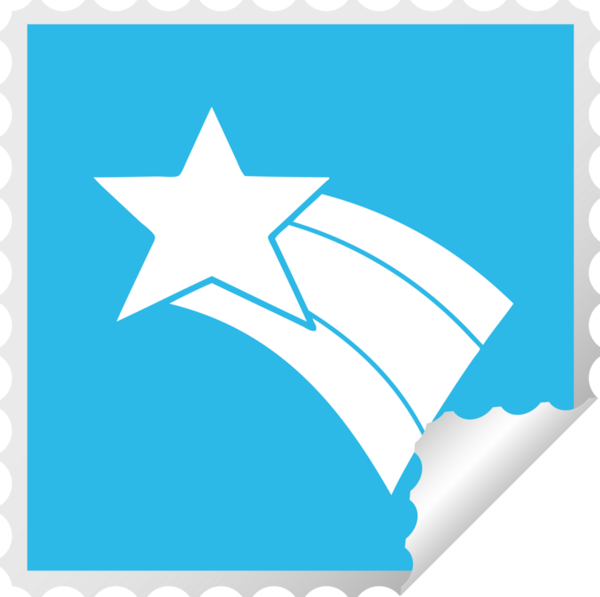 Bir insan tarafından çizilmiş kayan gökkuşağı yıldızının kare soyulmuş çıkartması.