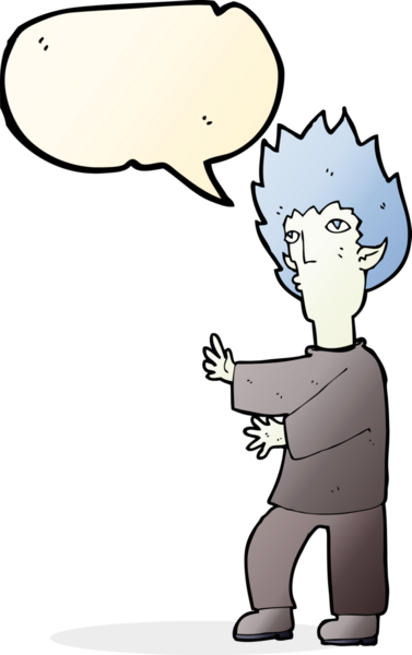 Bir insan tarafından çizilmiş konuşma balonu olan bir vampir adam.