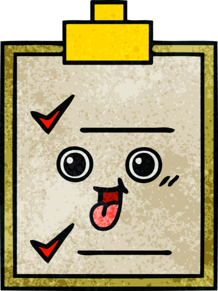 Bir insan tarafından çizilmiş kontrol listesinin retro grunge desen karikatürü