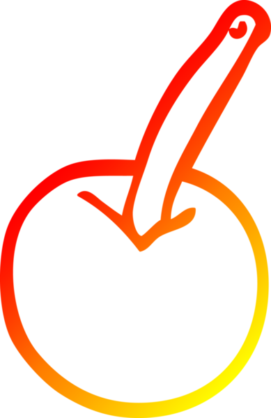 Bir insan tarafından çizilmiş bir kiraz çizgisinin sıcak gradyan çizimi