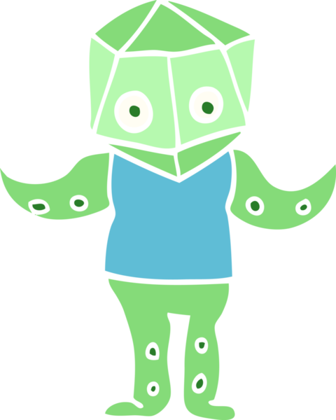 Bir insan tarafından çizilmiş düz renkli karikatür.