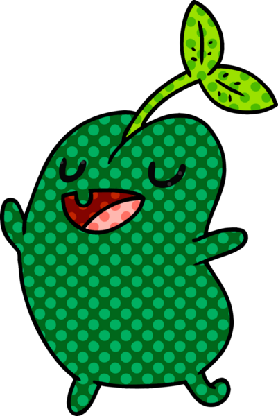 Çizgi film illüstrasyonu kawaii bir insan tarafından çizilmiş tatlı filizlenen fasulye.