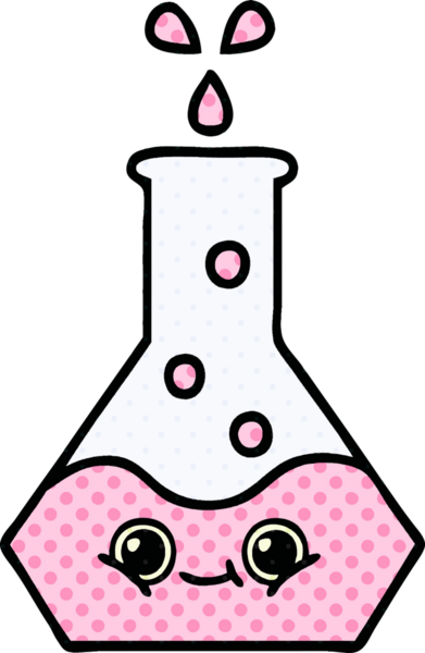 Bir insan tarafından çizilmiş bir bilim şişesi karikatürü.