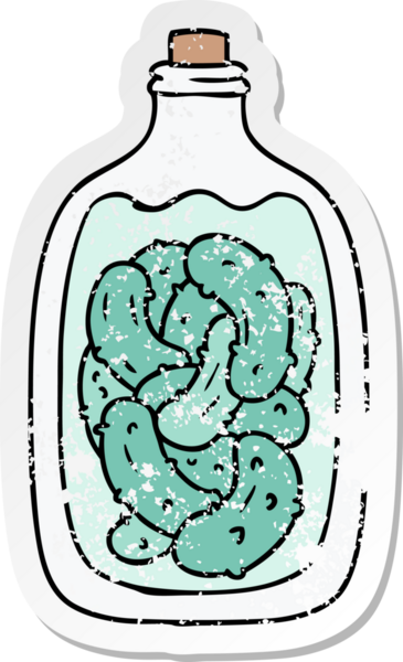 Bir insan tarafından çizilmiş turşu turşusu kavanozu.