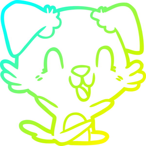 Bir insan tarafından çizilmiş gülen çizgi film köpeğinin soğuk çizgisi.