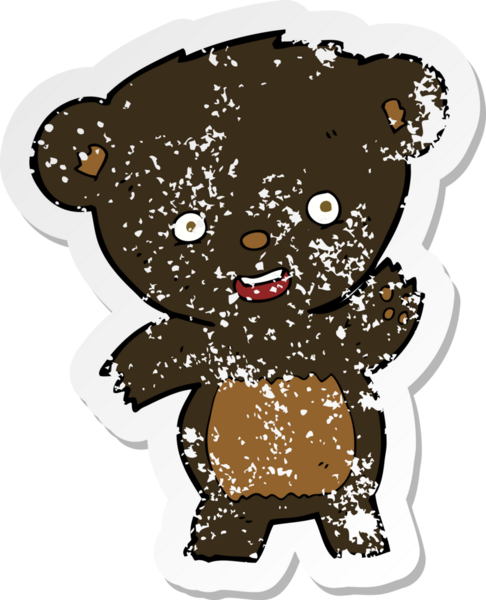 Bir insan tarafından çizilmiş siyah ayı sallayan bir çizgi filmin gerilimli yapıştırması.