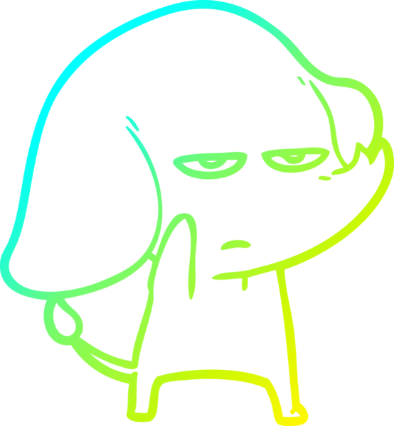 Bir insan tarafından çizilmiş soğuk bir çizgi film filinin çizimi.