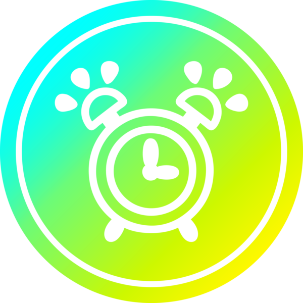 Çalan çalar saat dairesel simgesi ve bir insan tarafından çizilen havalı gradyan bitiş