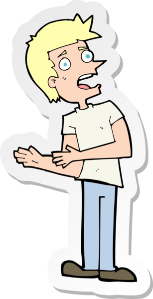 Bir insan tarafından çizilmiş bahaneler üreten bir karikatürcünün çıkartması.